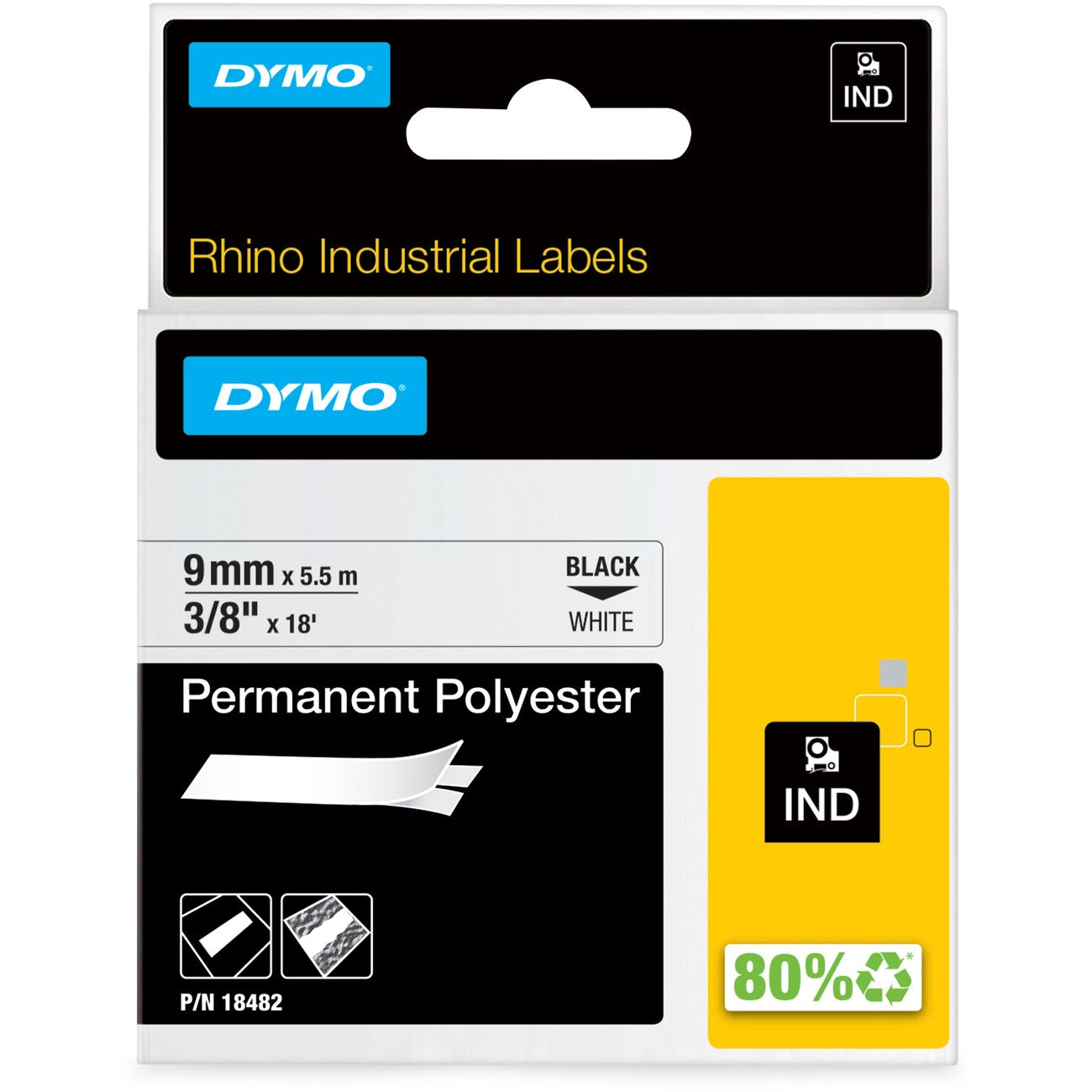 DYMO Label Rhino3/8'X18Prm Poly