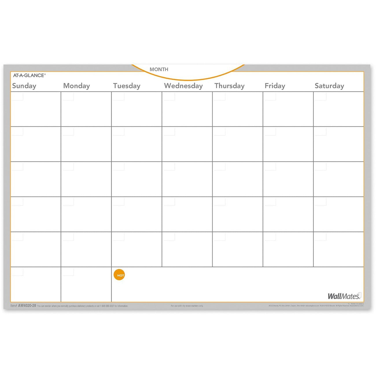 AT-A-GLANCE Surface Dryers Month 12X18