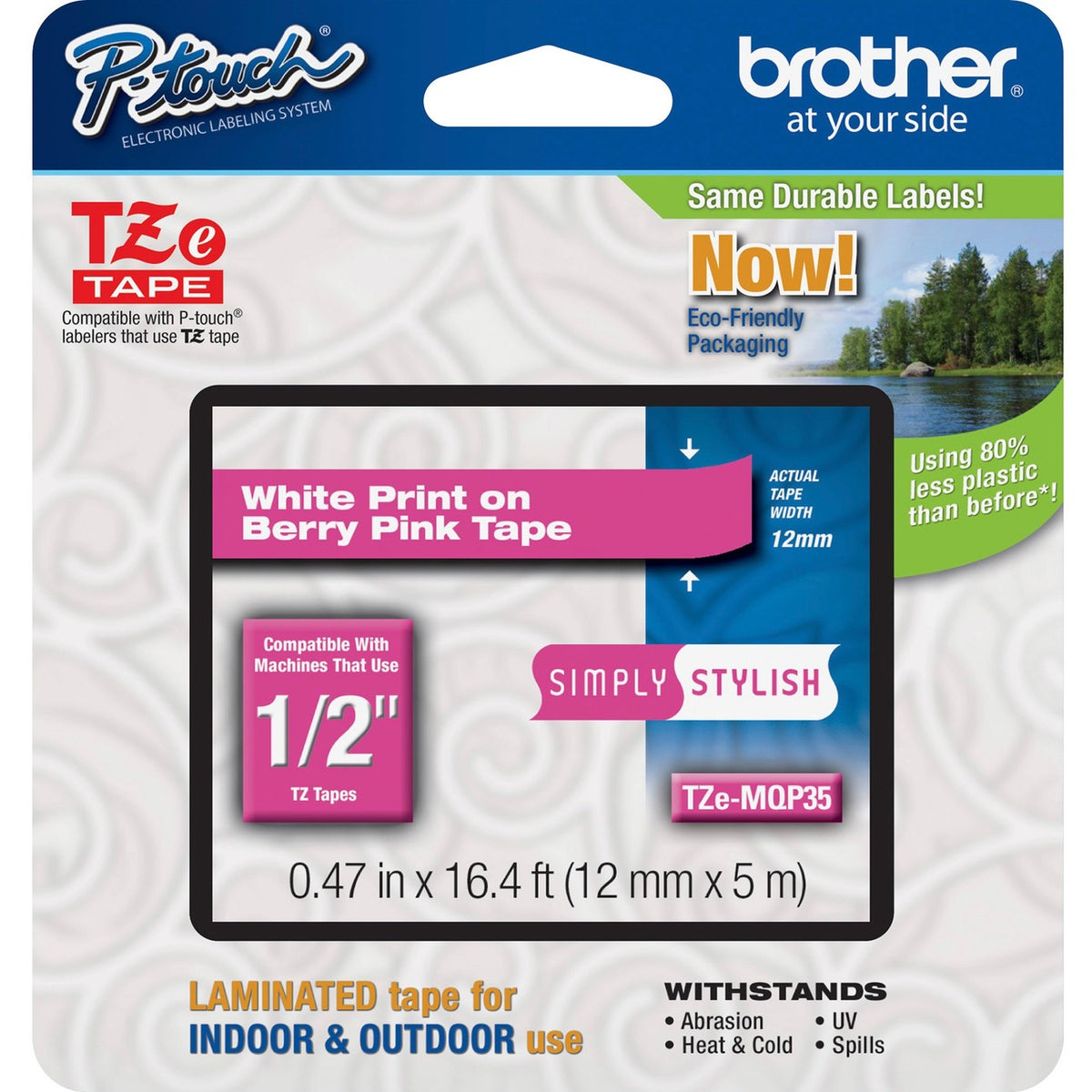 Brother Tape Tze 12Mm We/Berry Pk