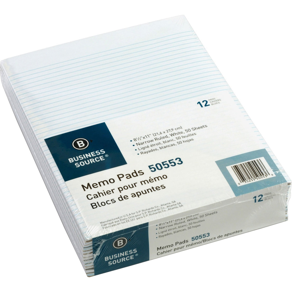 Business Source Pad Memo 8.5X11 Nrrw Rld We