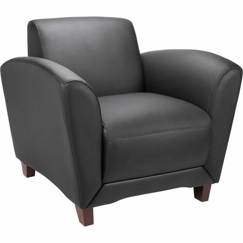 Lorell Bonded Leather Club Reception Chair, Black