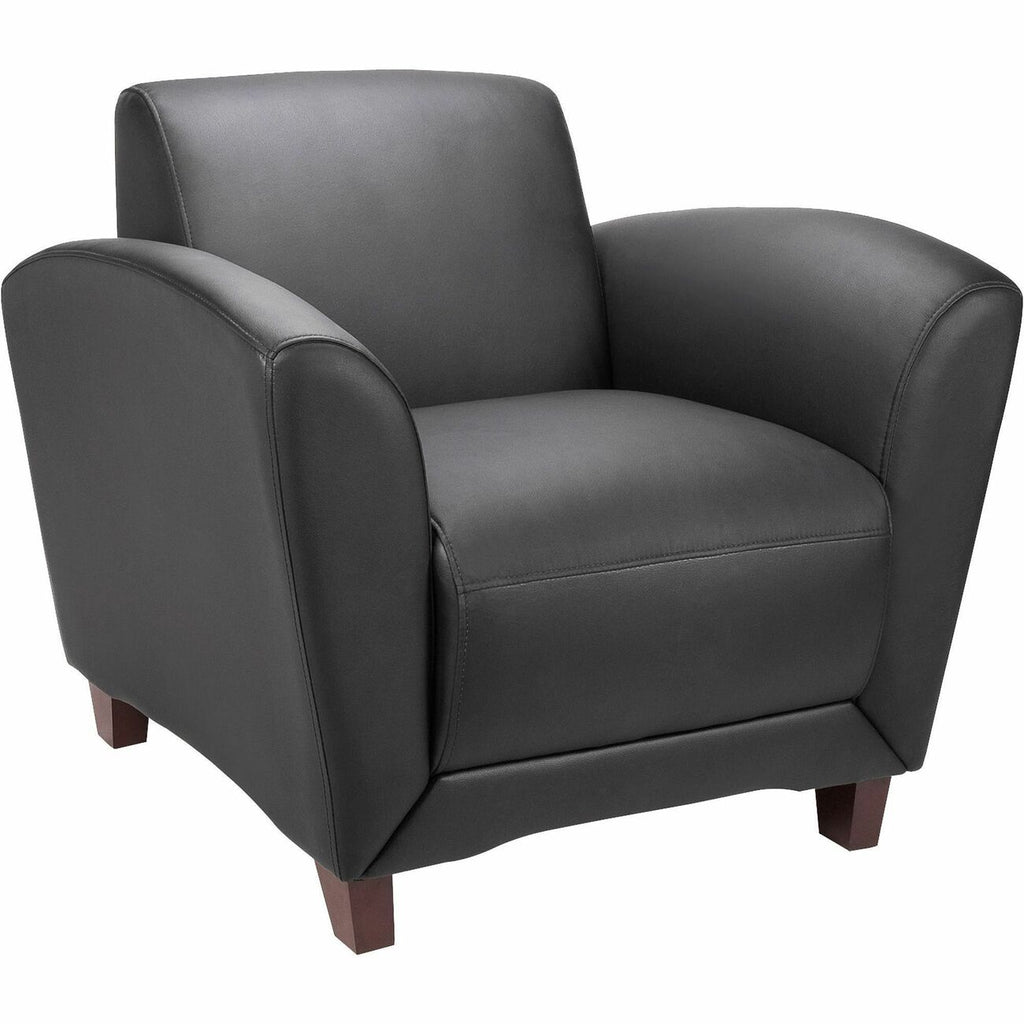 Lorell Bonded Leather Club Reception Chair, Black