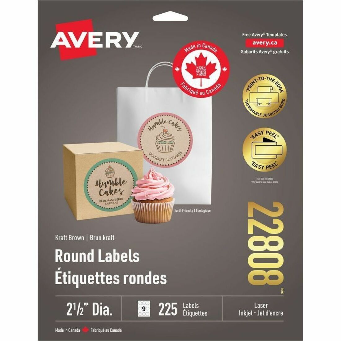Avery Label Round 2.5 Krft Brown