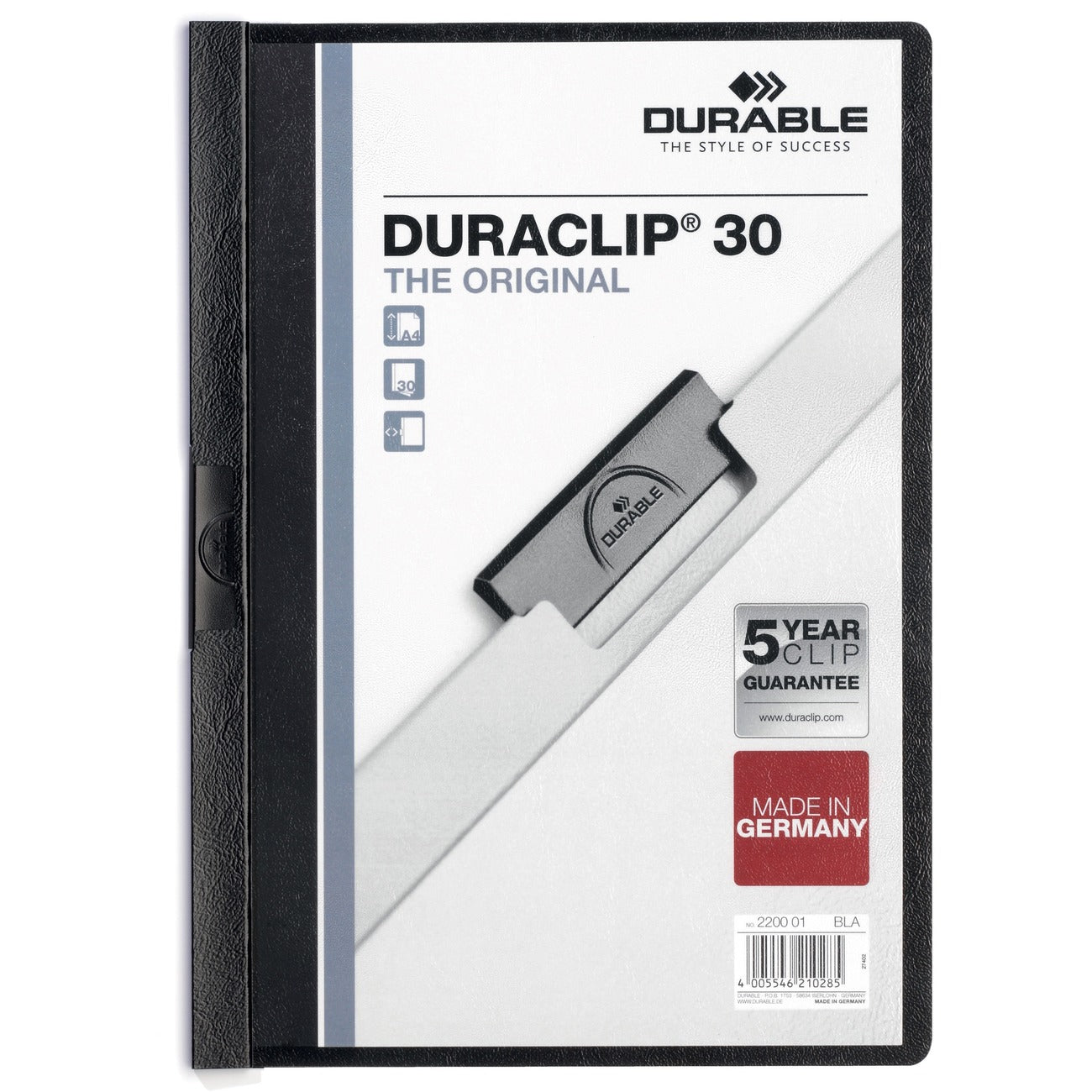 Durable Cover Rprt Duraclip 30Sh Bk