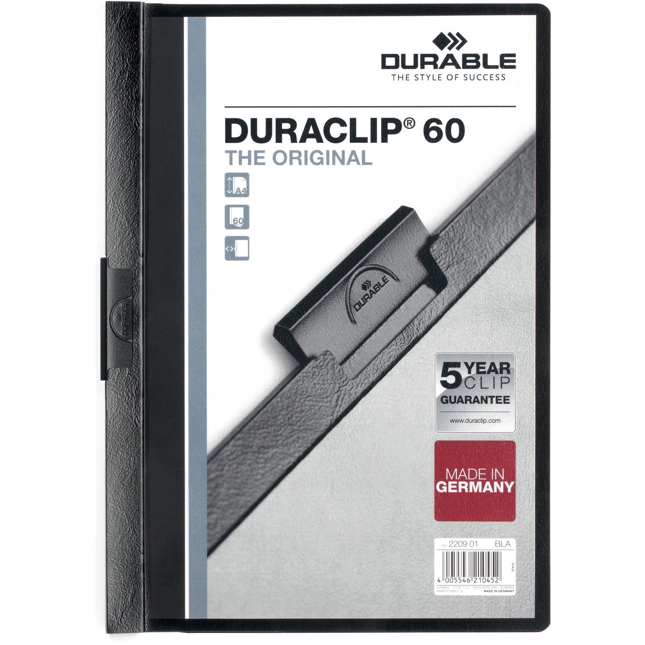 Durable Cover Rprt Duraclip 60Sh Bk