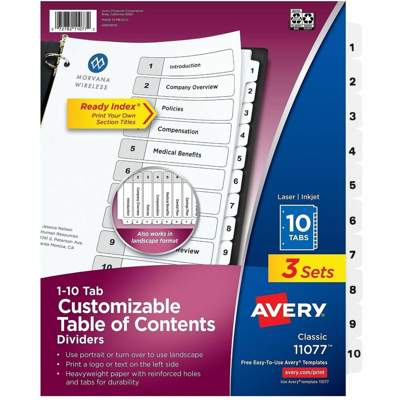 Avery Divider Index 10Tab