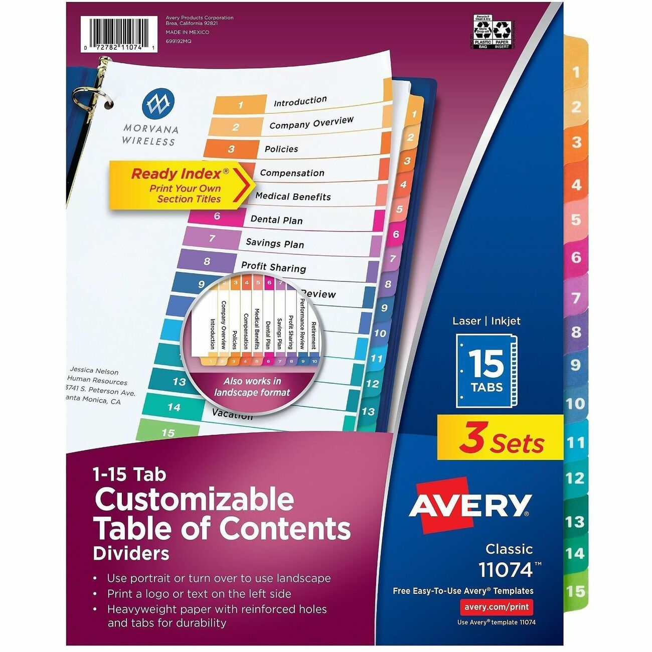 Avery Divider Index 15Tab