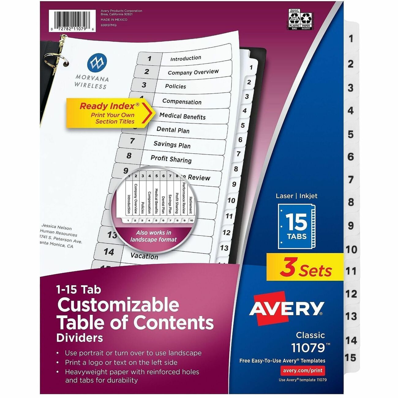 Avery Divider Index 15Tab