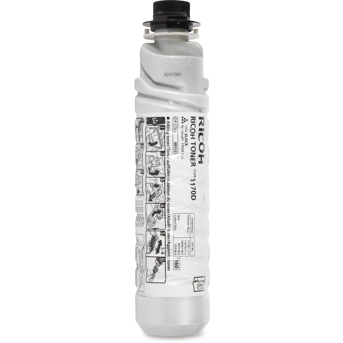 Ricoh Type 1170D Original Laser Toner Cartridge - Black - 1 Each