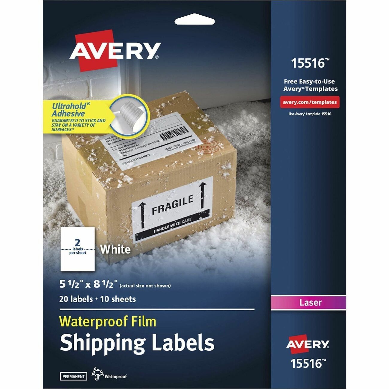 Avery Labels Wthr Prf 2Up We 20Pk