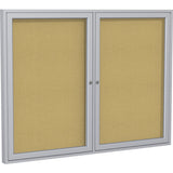 Ghent 2 Door Enclosed Natural Cork Bulletin Board with Satin Frame