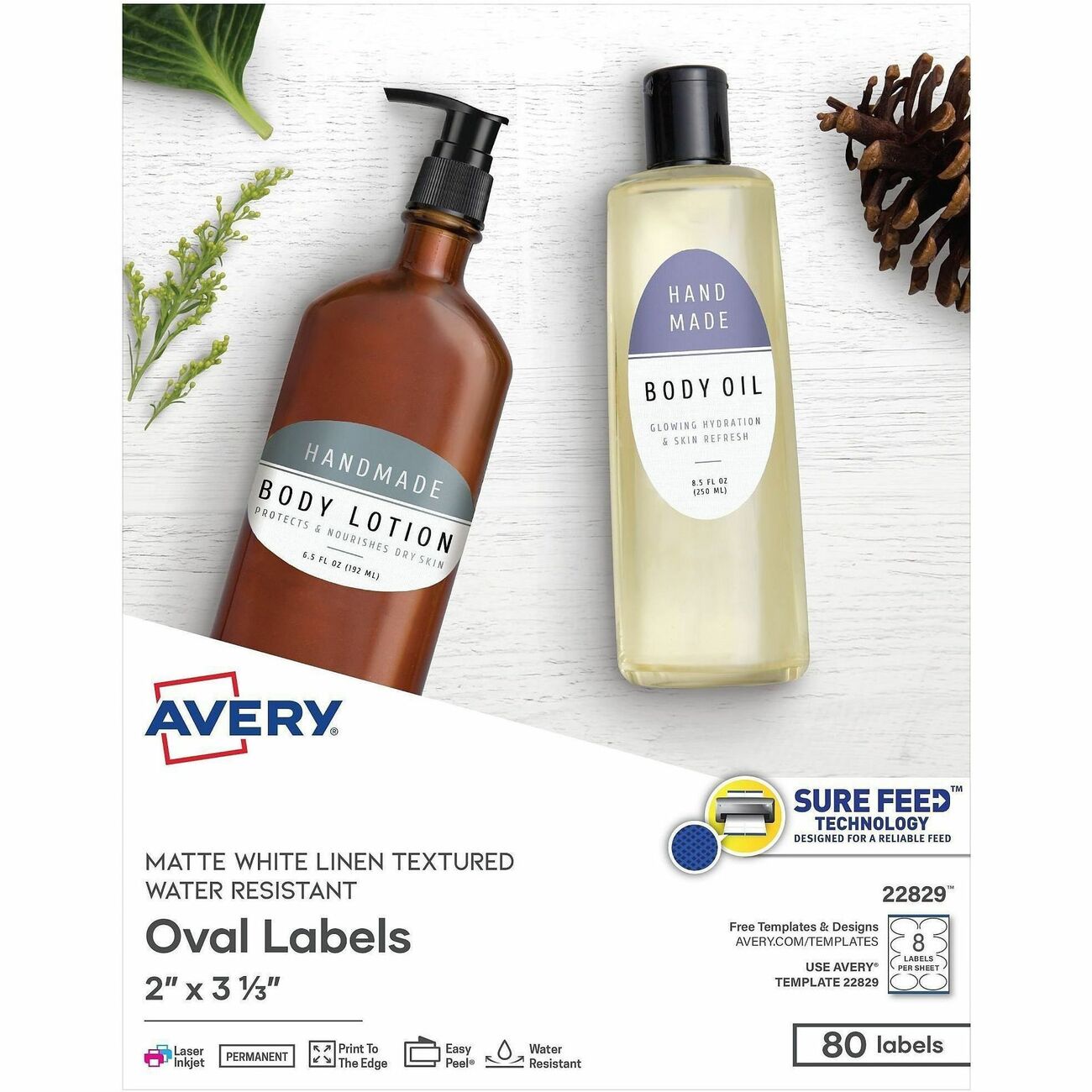 Avery Label Oval Ivory Textrd 80
