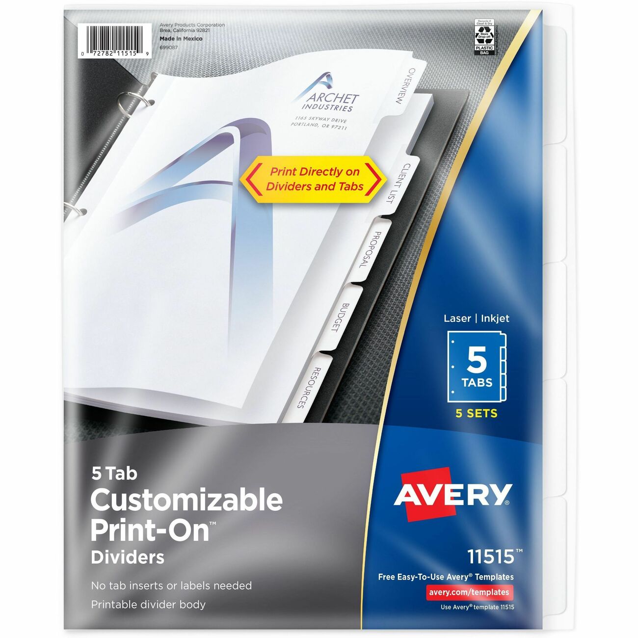 Avery Dividers Print-On 5Tab 5Set