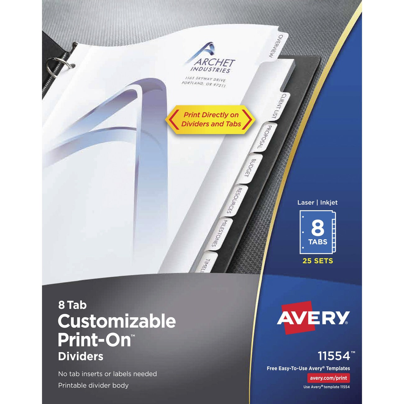 Avery Dividers Print-On 8Tab 25St