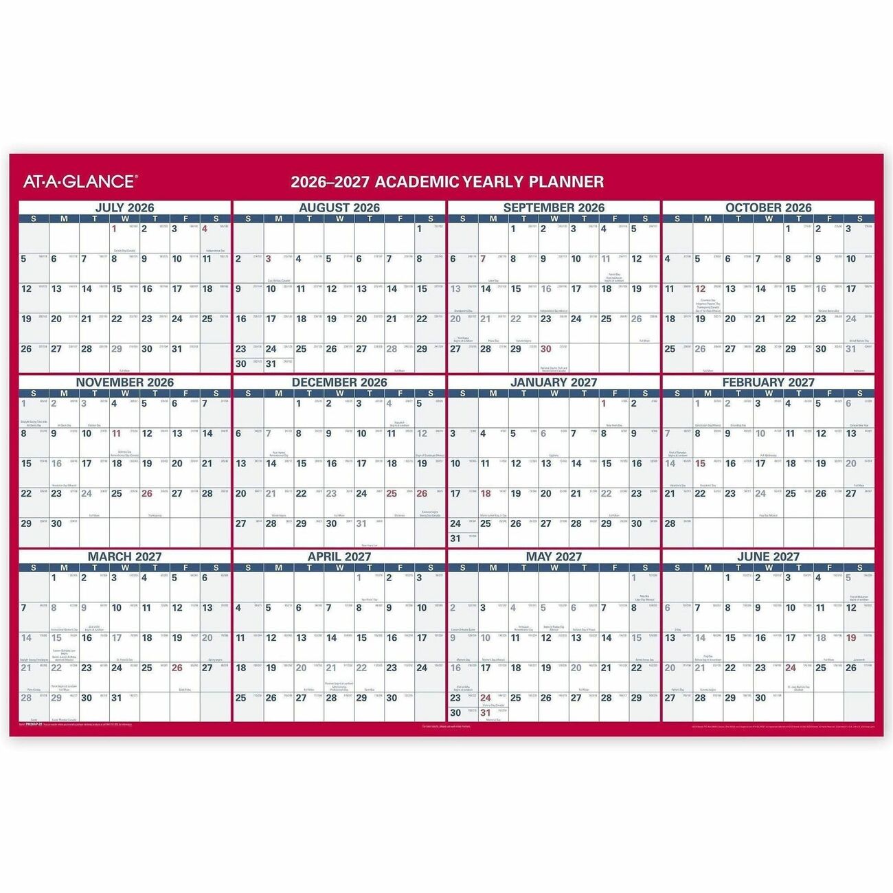 AT-A-GLANCE Calendar Xl Erasable Rd