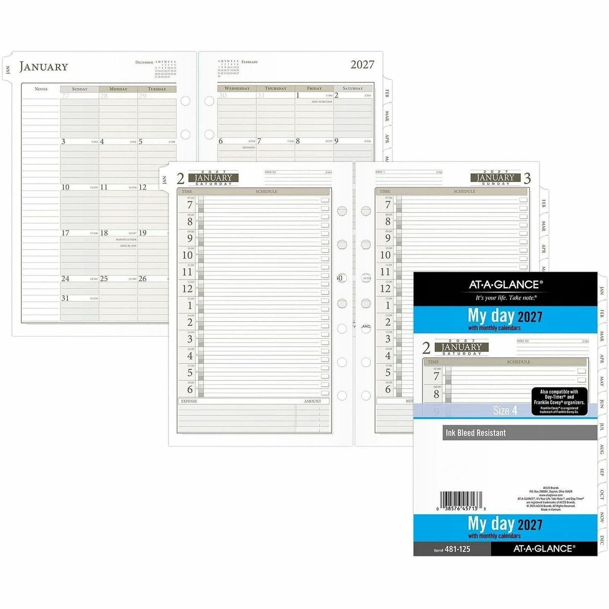 At-A-Glance Daily Planner One Page Per Day Refill, Loose-Leaf, Desk Size