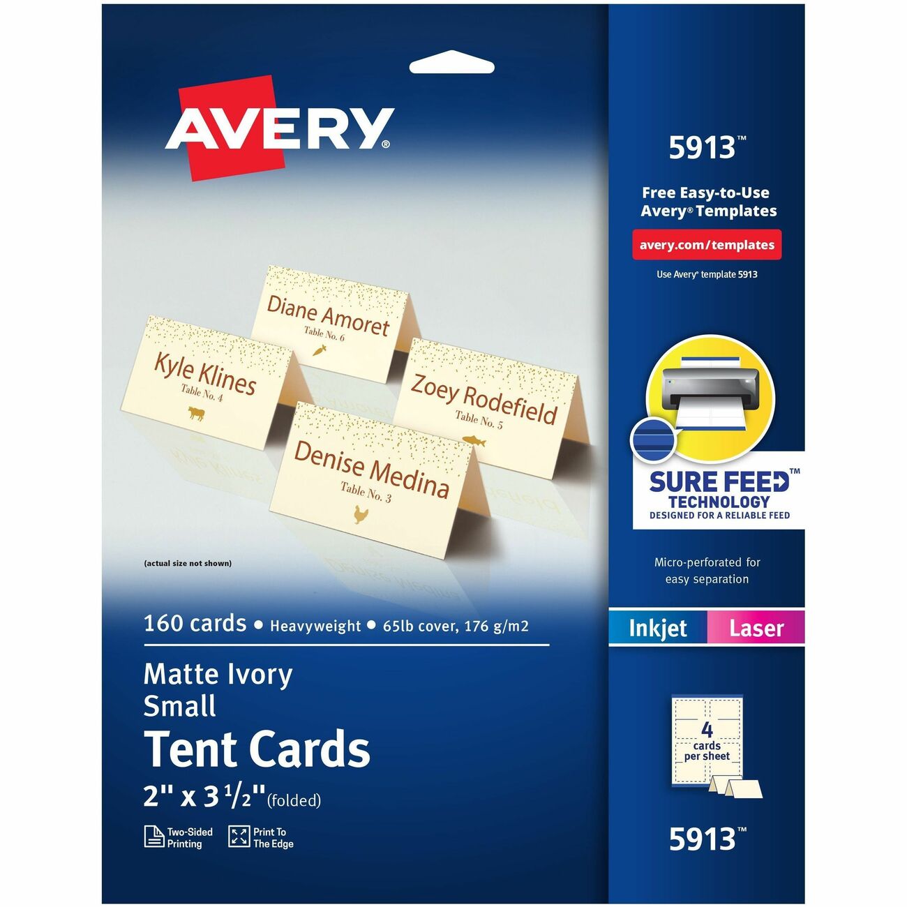 Avery Cards Tent Emb 4Up 160Pk Iv