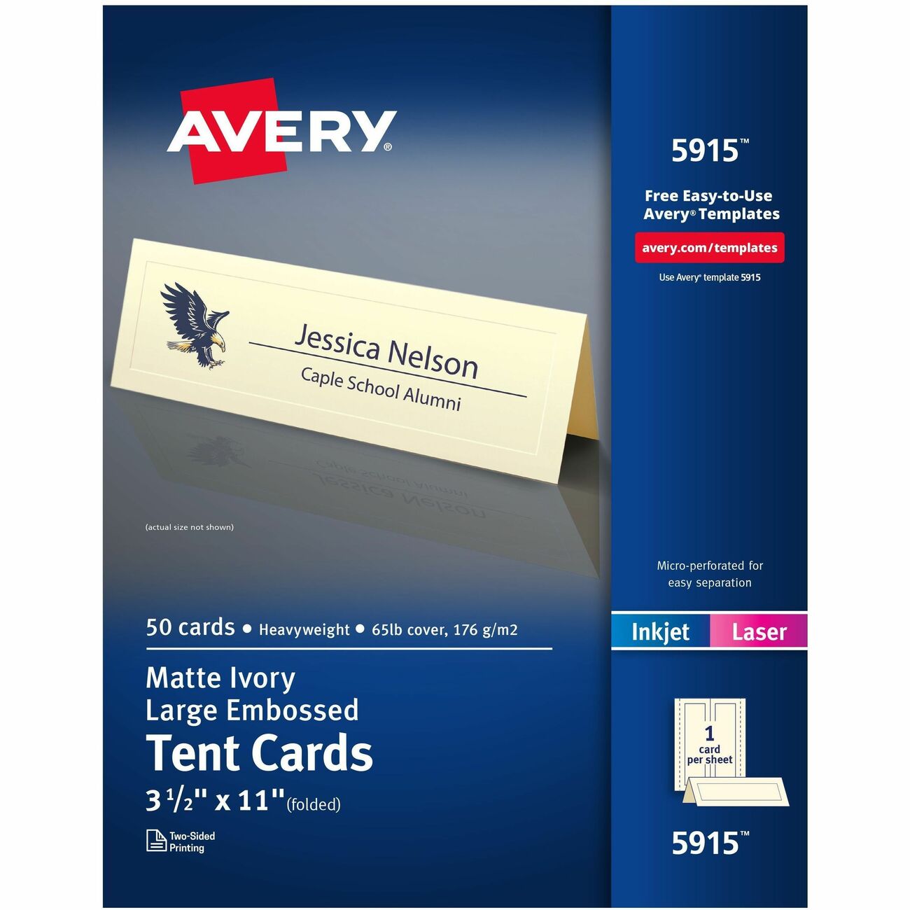 Avery Tent Cards, 1-Up, Ivory, Pack