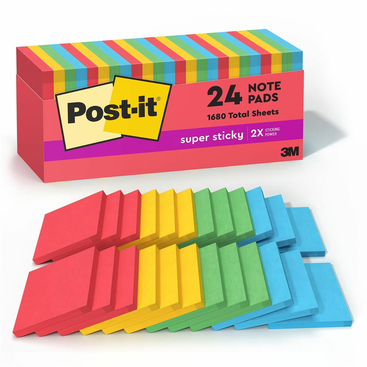 Post-it&reg; Super Sticky Notes Cabinet Pack - Playful Primaries Color Collection