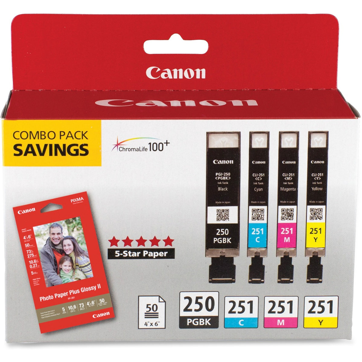 Canon Crtdgs Ink Bk C M Y 50 4X6