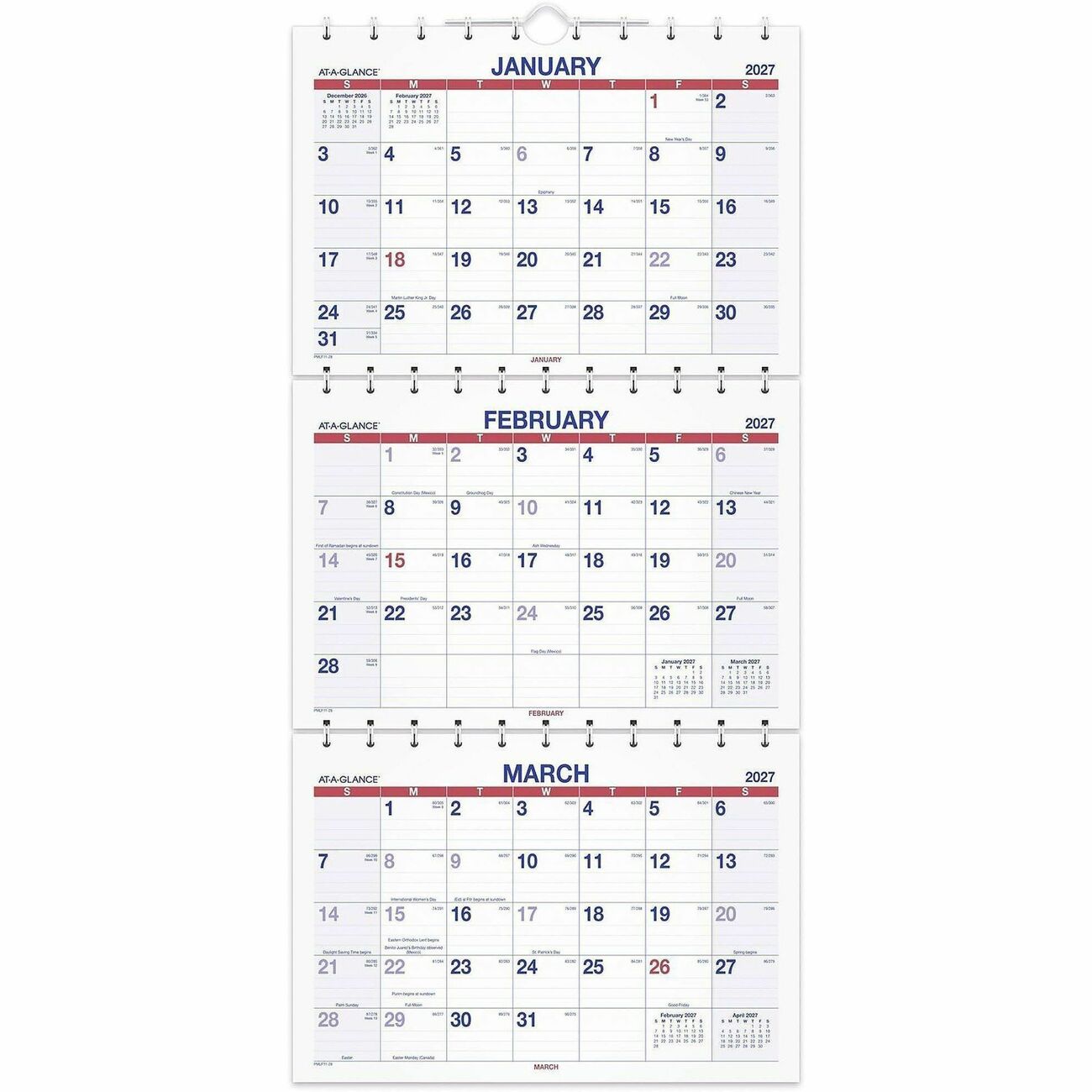 AT-A-GLANCE Calendar Wall 3-Month View