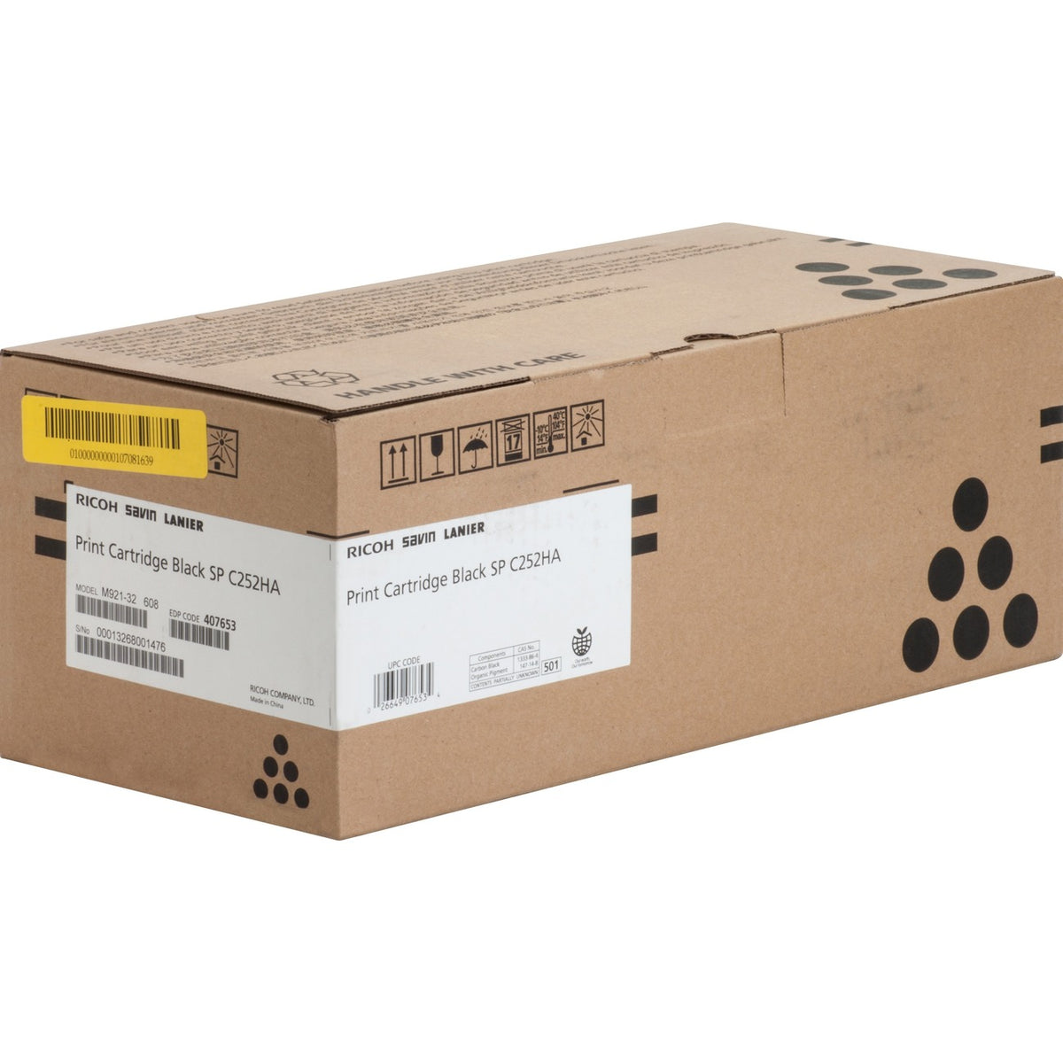 Ricoh SP C252HA Original Laser Toner Cartridge - Black - 1 Each