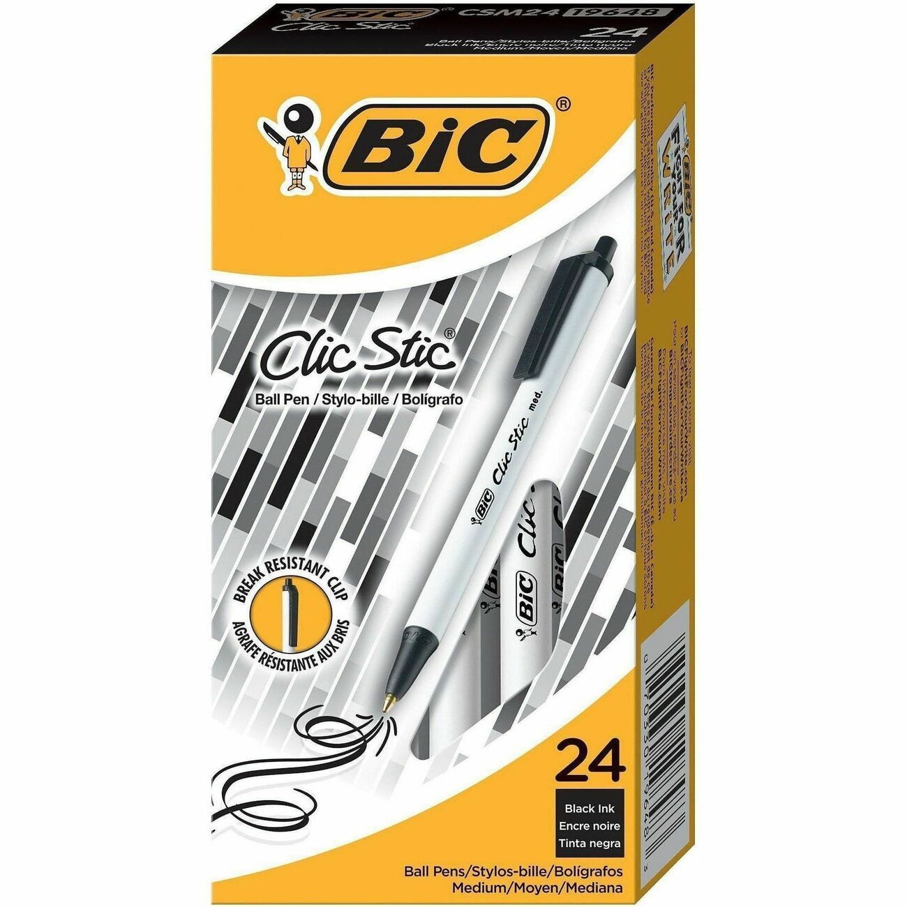 BIC Pen Clicstic Bp Md Bk 24Ct