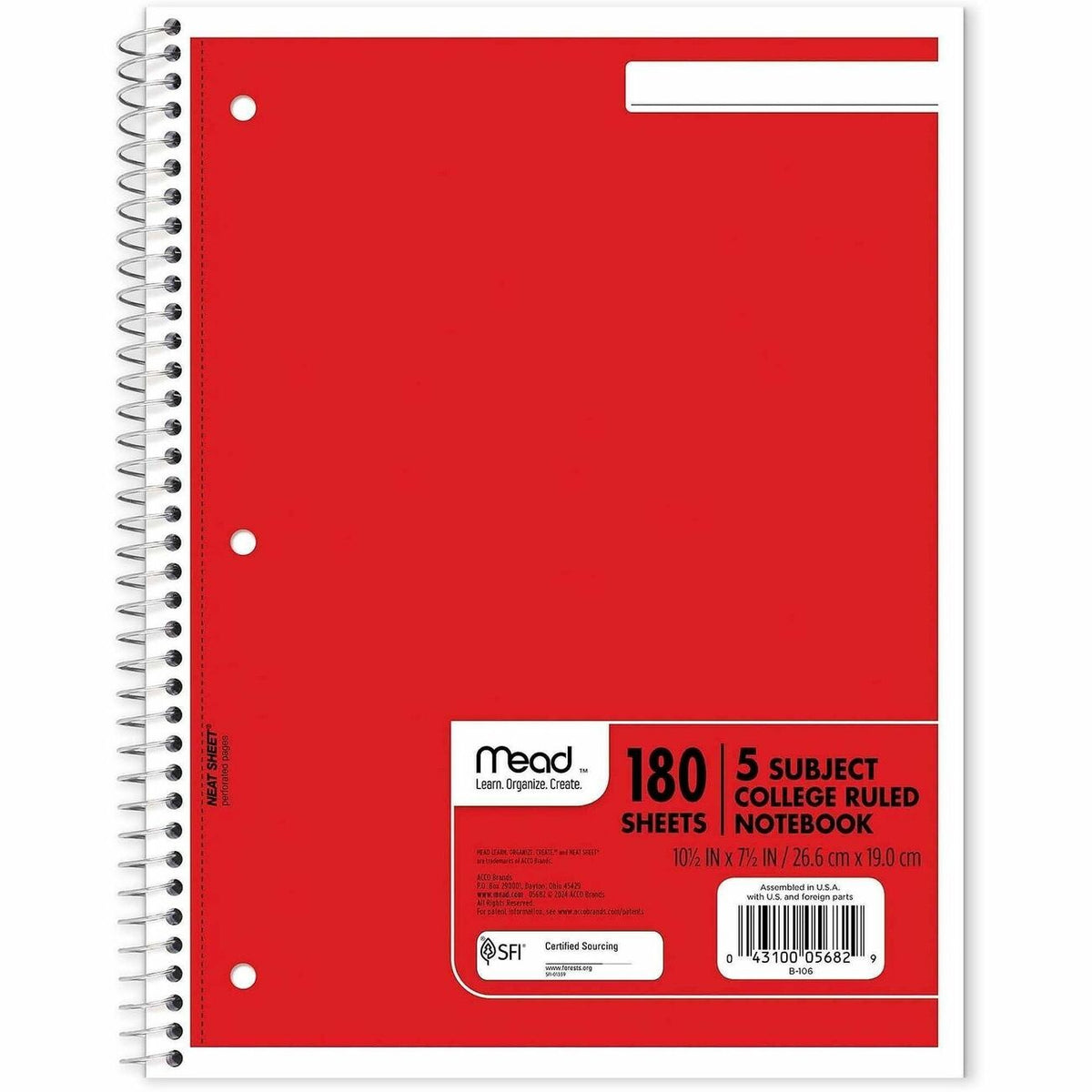 Mead 5-subject Spiral Notebook