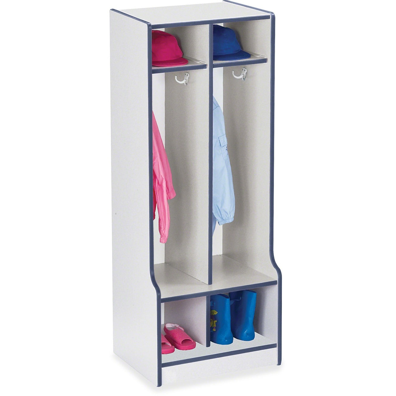 Coat Locker 2 Section with Step Navy