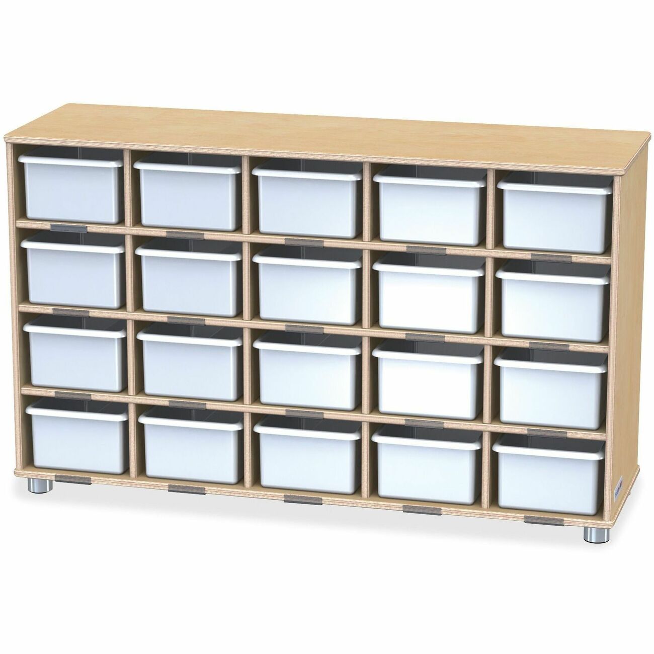 20 Cubbie Shelf White Bins