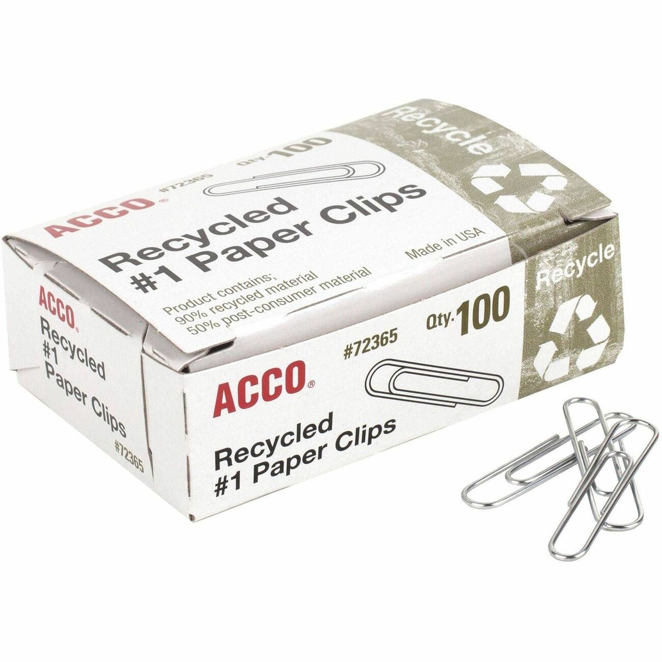 ACCO Clips Recycled #1 100Ct