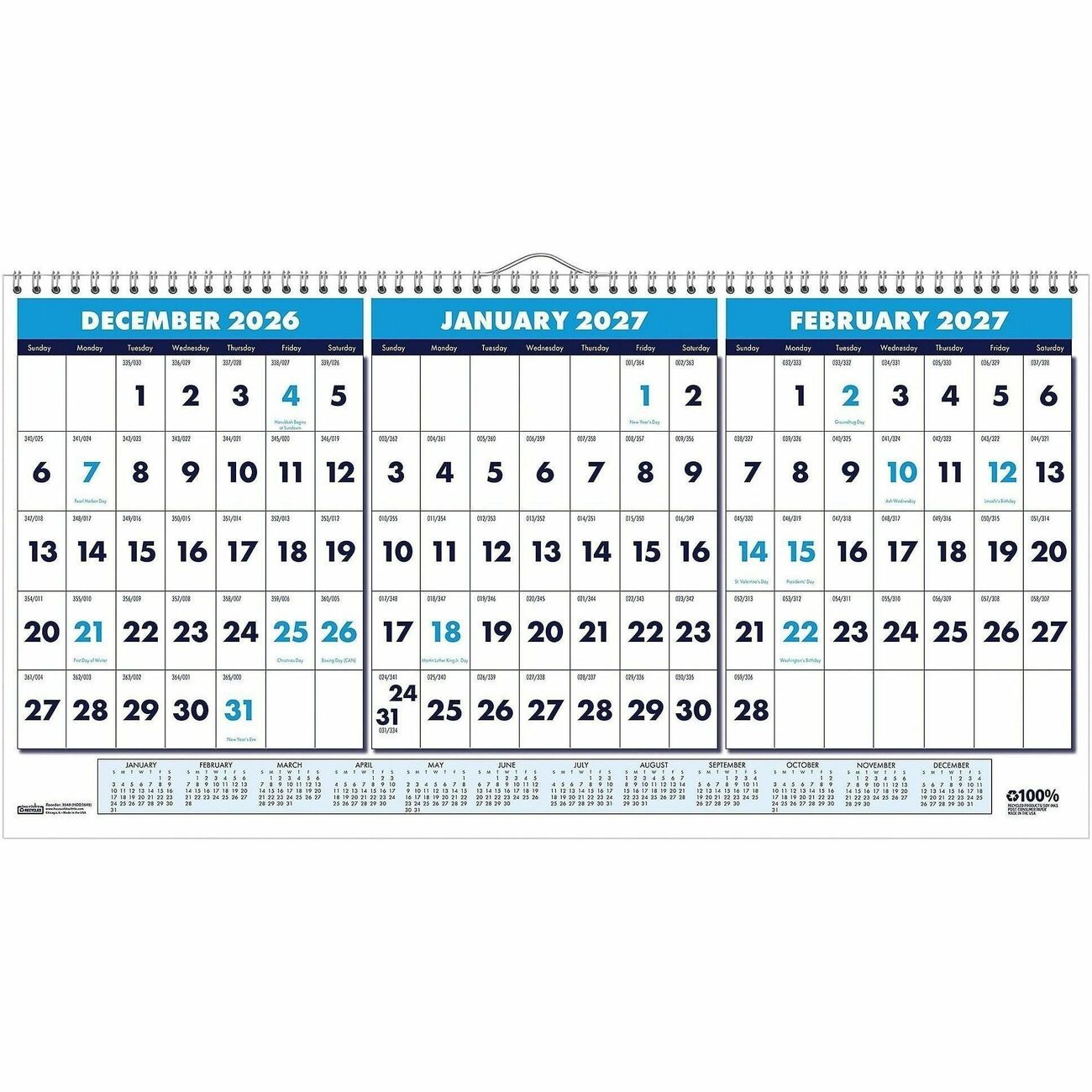 Calendar Wall 3Mth Horiz
