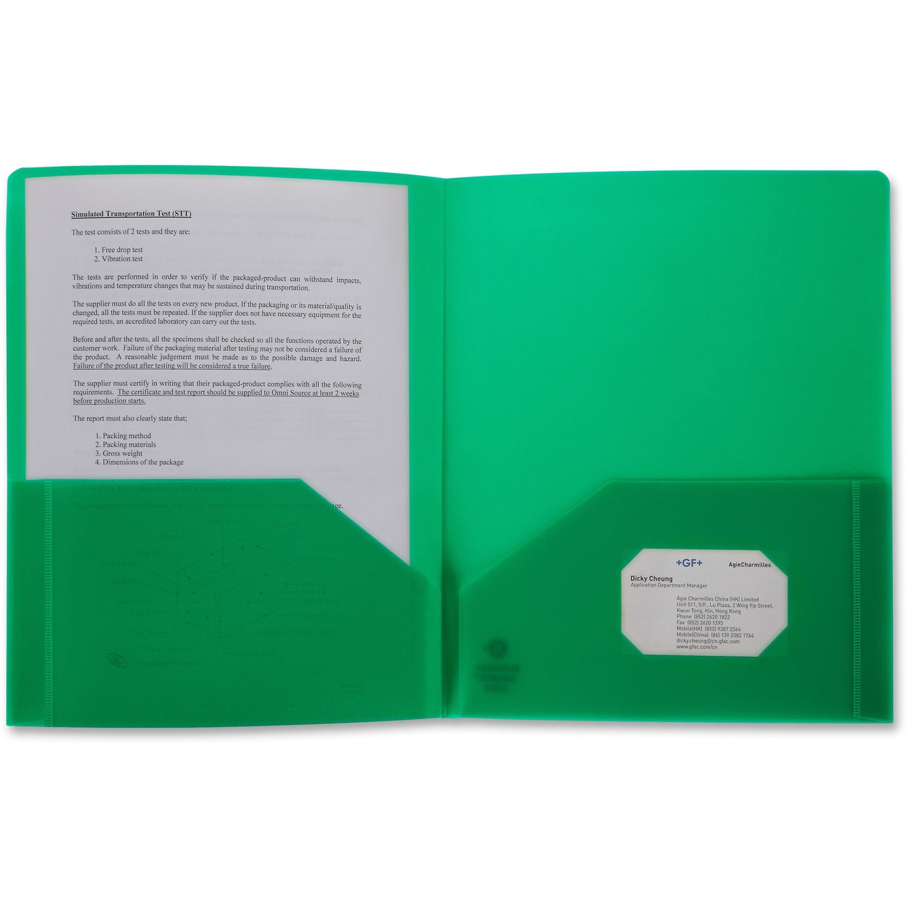 Business Source Folder 2-Pocket Poly Green