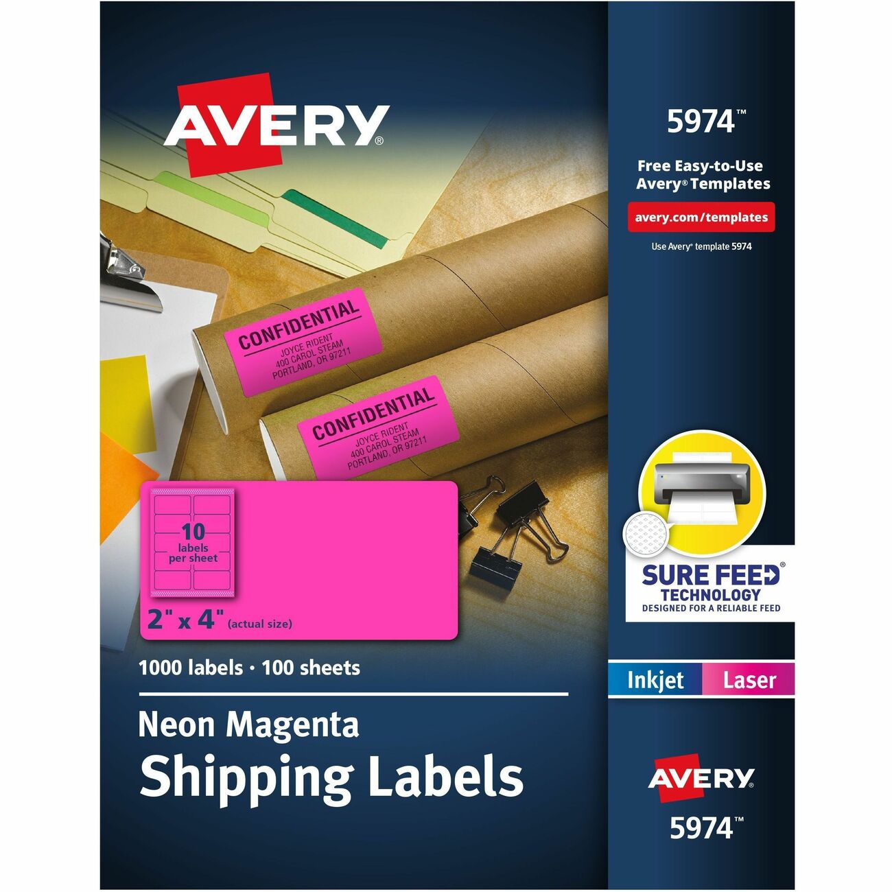 Avery Label Shipping Neon 2X4 Ma