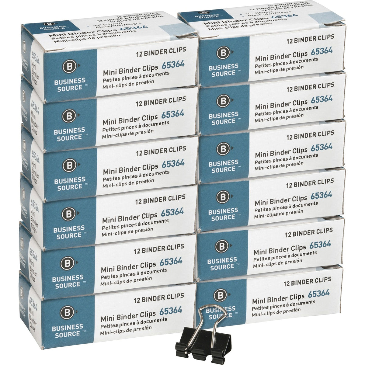 Business Source Clip Binder Mini 12Pc Bk