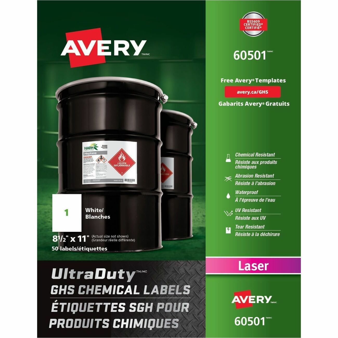 Avery Label Ghs Chemical 8.5X11