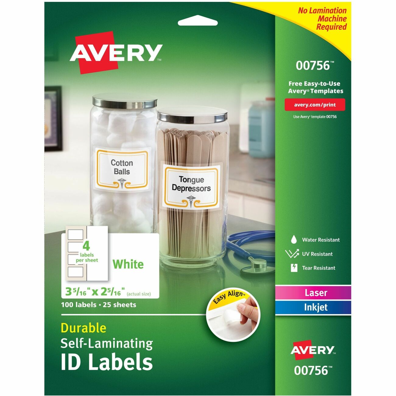 Avery Self-Laminating Labels, 2.3" x 3.3"