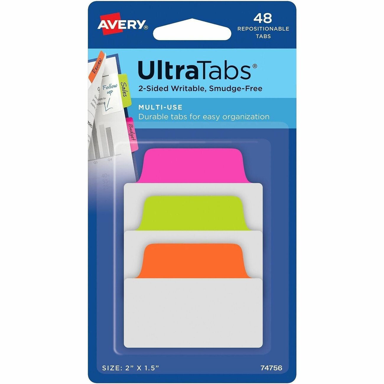 Avery Tabs Ultra 2 Neon 48Pk