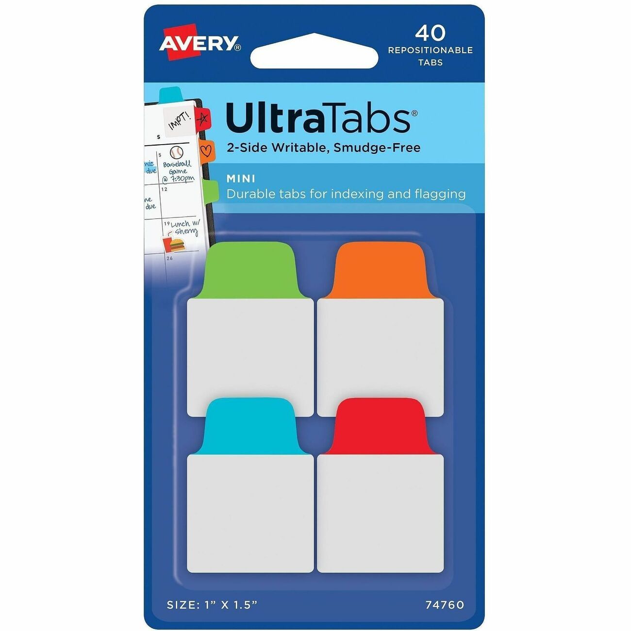 Avery Tabs Mini Asstclr 40Ct