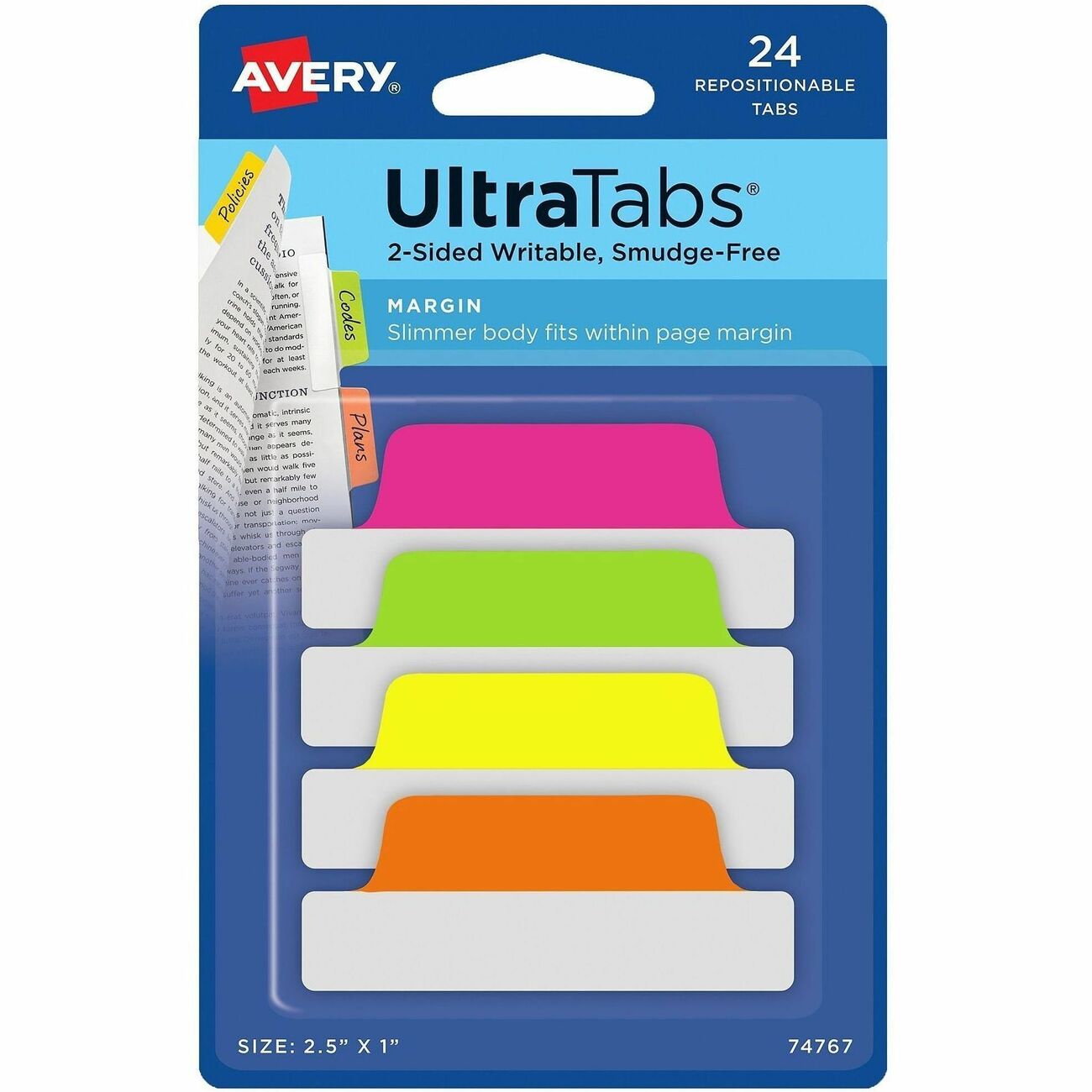 Avery Tabs Neon 24Ct 2.5 X1