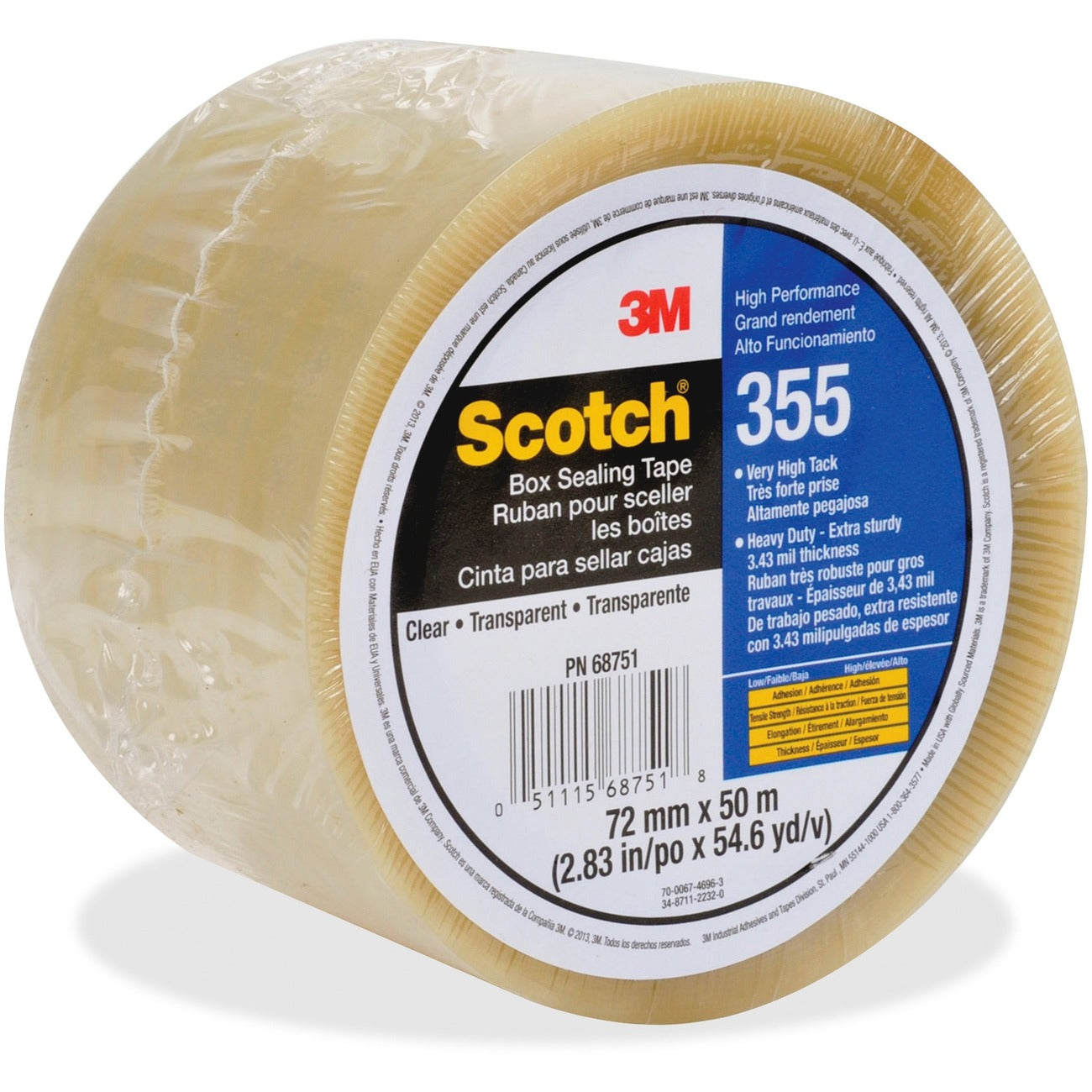 Scotch Box Sealing Tape, 2" x 55 yd, Clear
