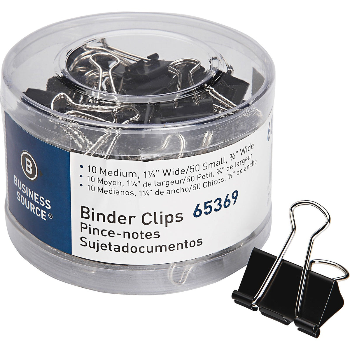 Business Source Clip Binder Sm/Med Blk 60Ct