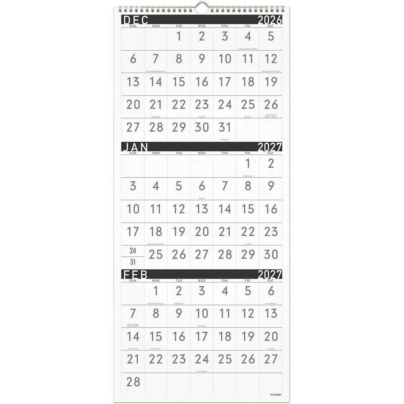 AT-A-GLANCE Calendar Wall 3Mnth Contemp
