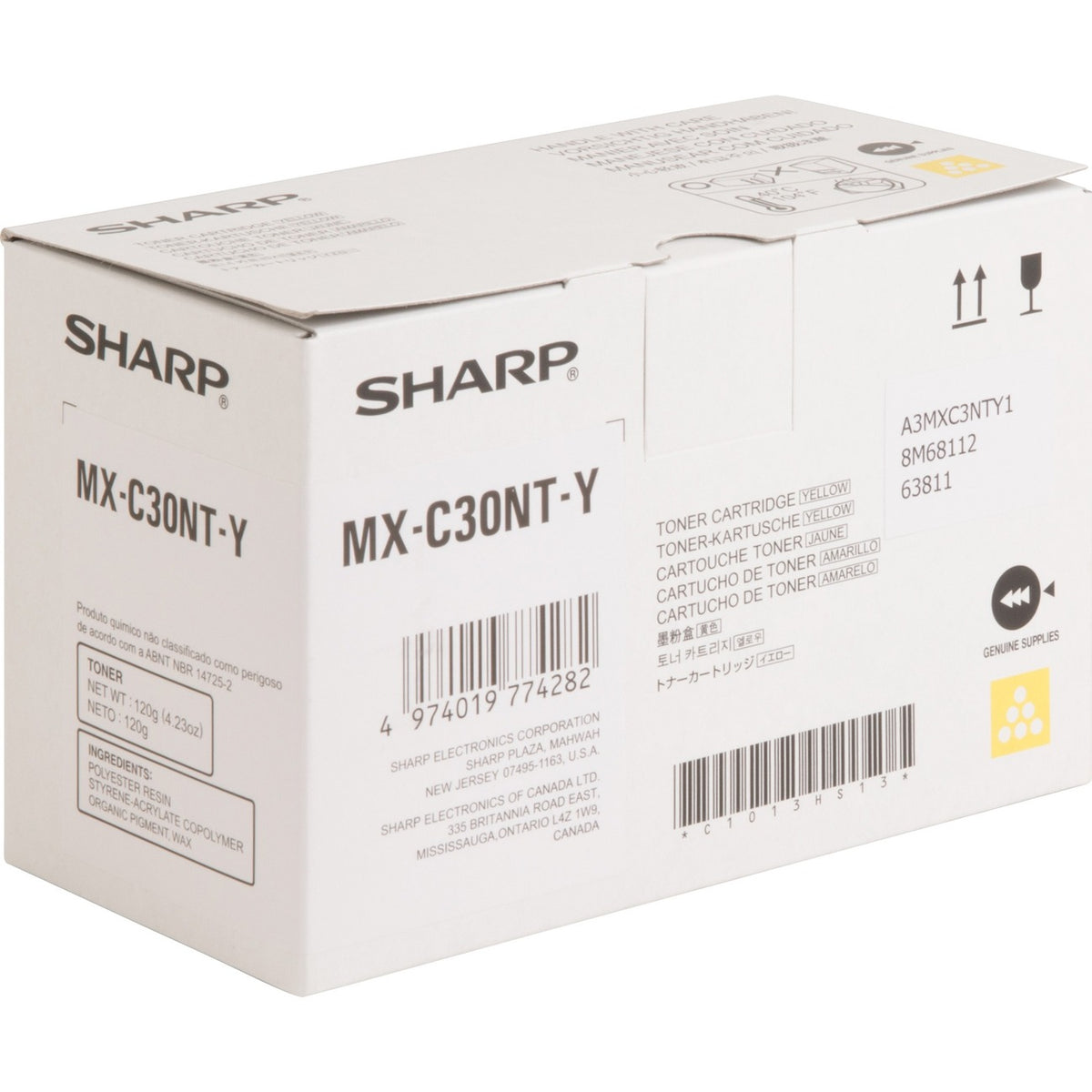 SHARP&reg; Original Standard Yield Laser Toner Cartridge - Yellow - 1 Each