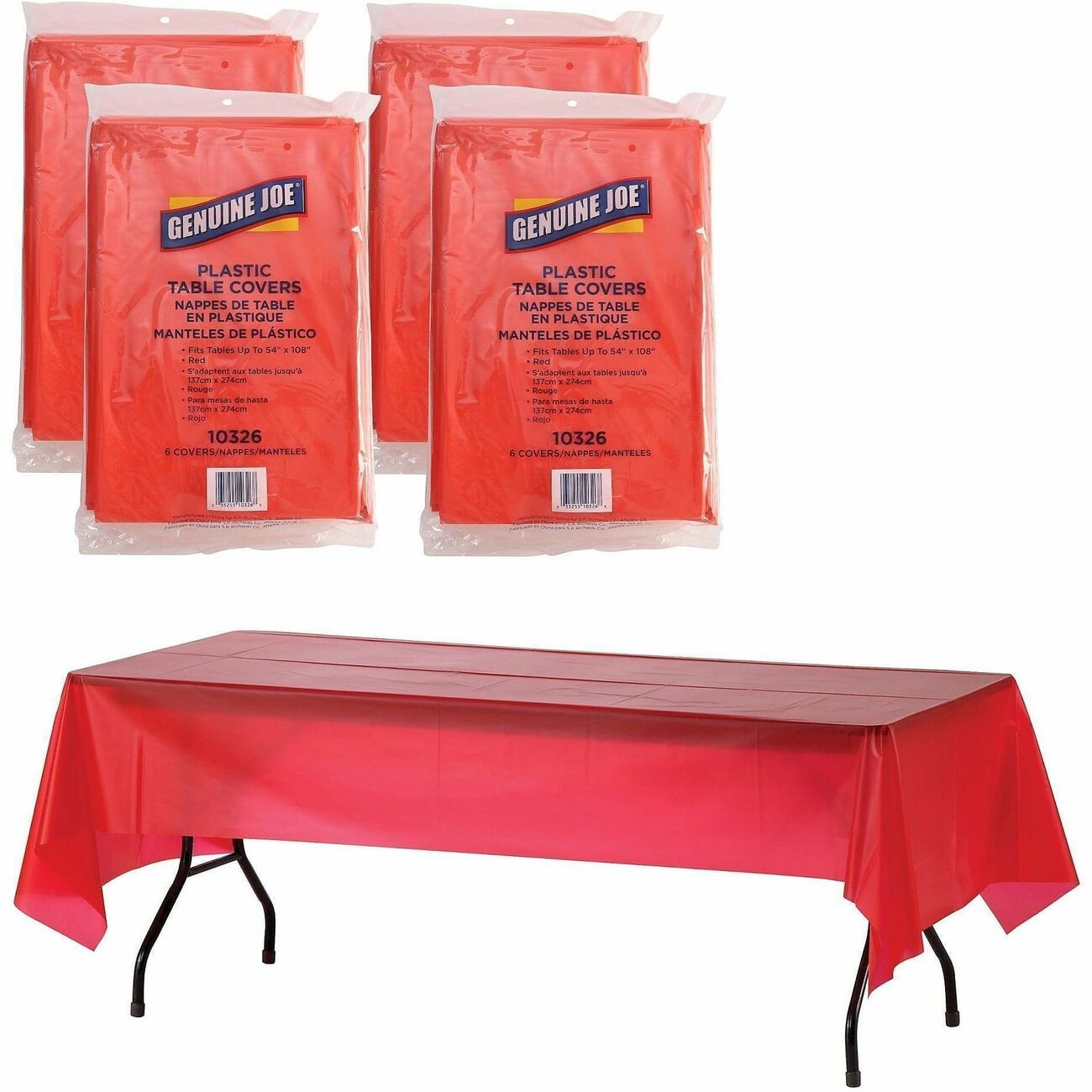 Genuine Joe Tablecover Plastc 54X108 Rd