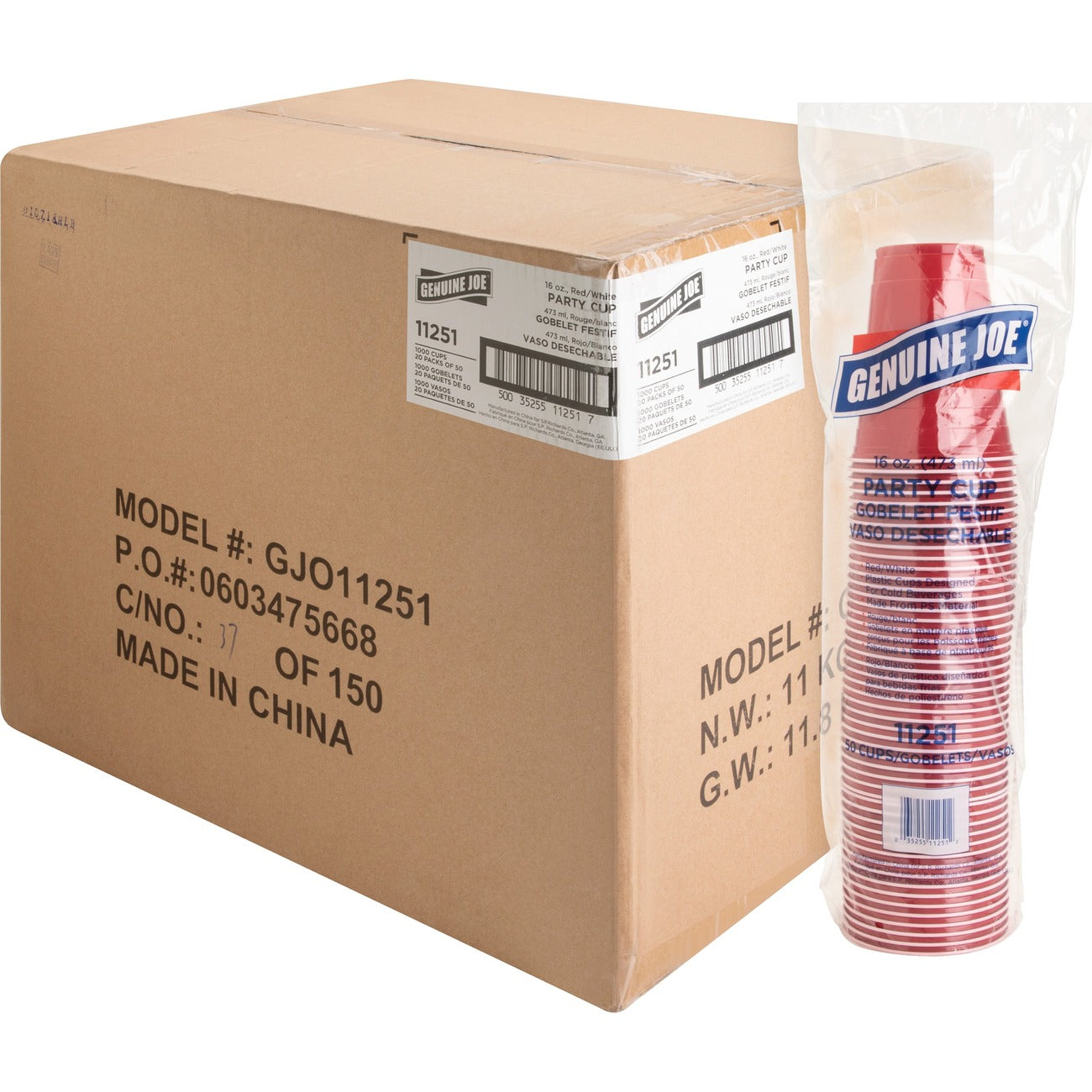 Genuine Joe Cup Party 16Oz Red