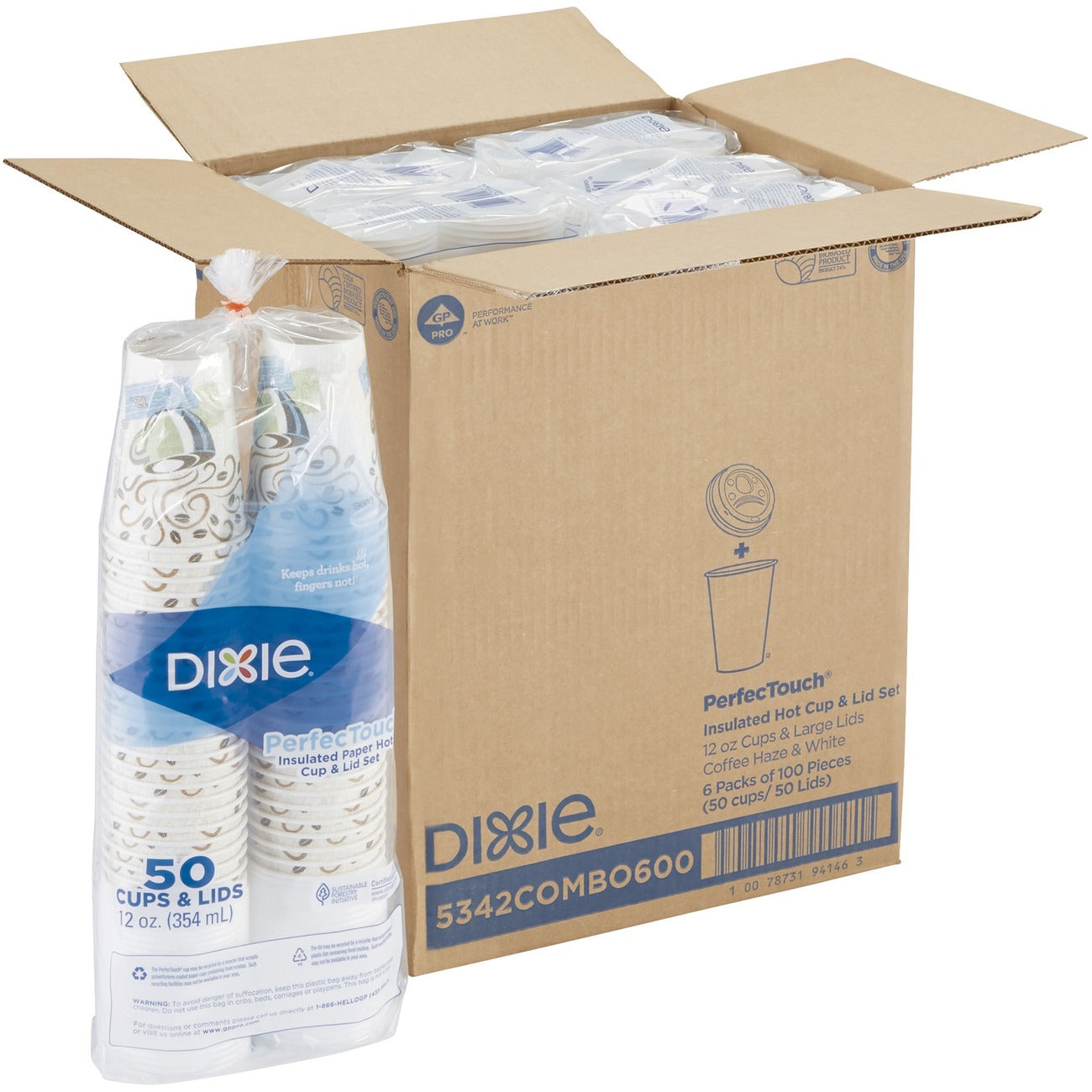 Dixie Cup Paper Hot 12Oz W/Lids