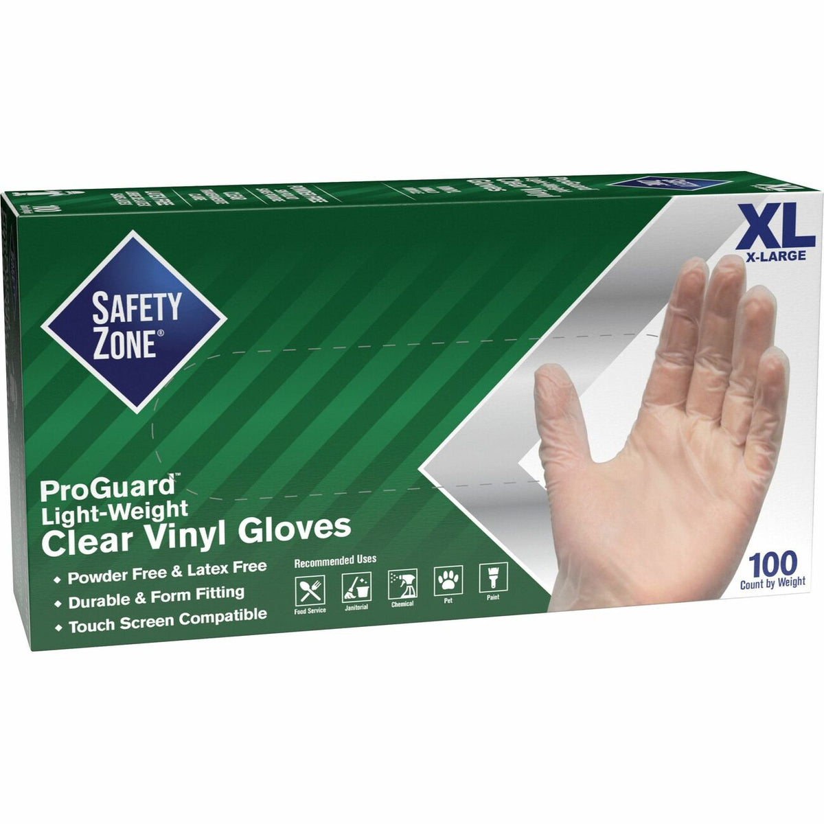 Safety Zone Powder Free Clear Vinyl Gloves