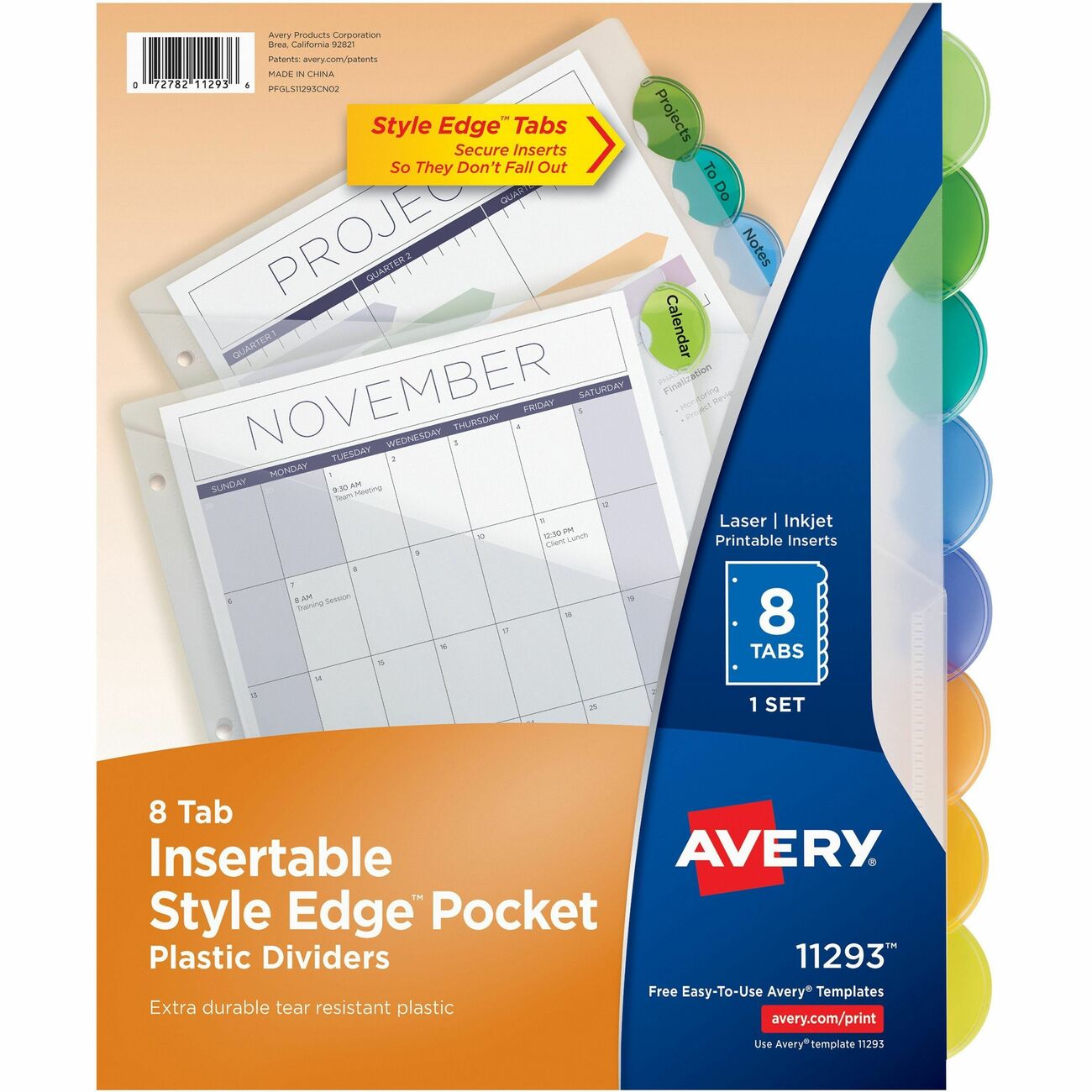 Avery Dividers Insert Plastic 8Tb
