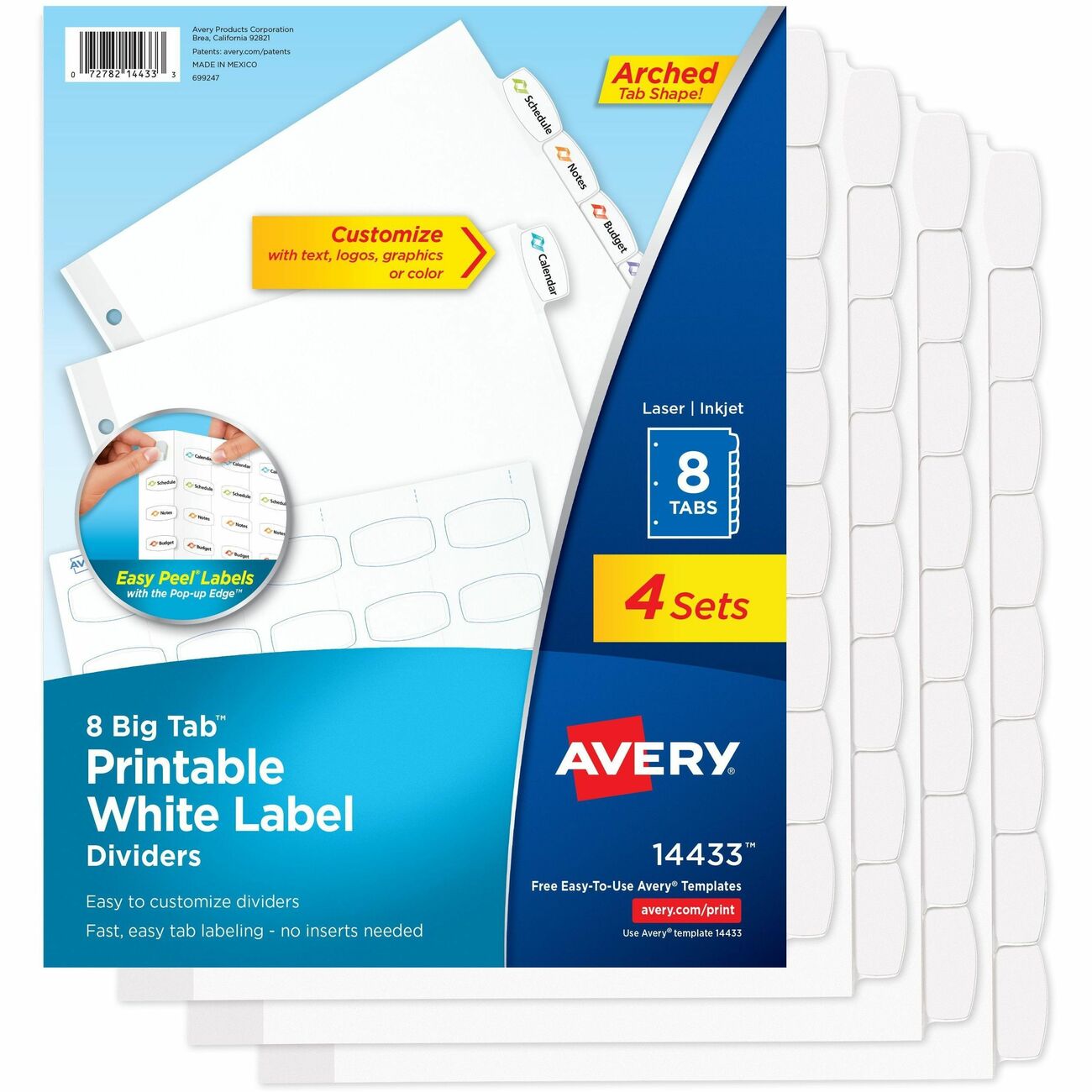 Avery Dividers Ezpeel Lbl 8Tb 4Pk